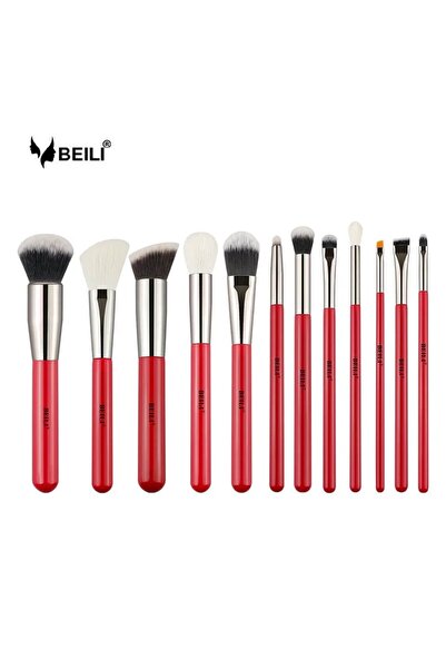 BEILI Red 12-piece makeup brush set
