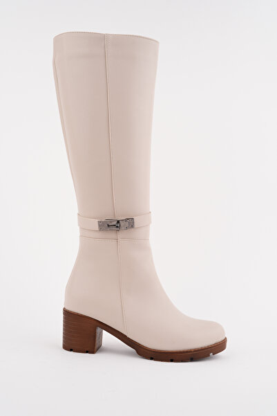 Madam Tarz BLN-775 Μπότες με λεπτομέρεια με χοντρό τακούνι και ζώνη