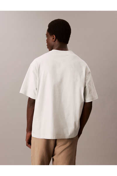 Calvin Klein Men Blue Center Chain Stitch Crew Neck T-Shirt