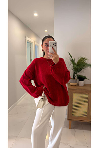 BİRCANÇİL Alin Red Wide Sleeve Detailed Knitwear