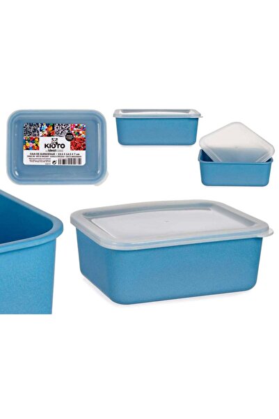 KIPIT Set of 3 natural coral blue bamboo containers