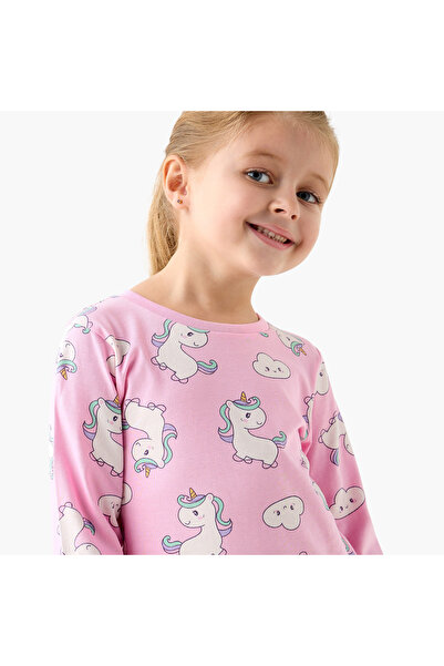 Juniors All-Over Print Night Dress with Ruffle Detail - Set of 2