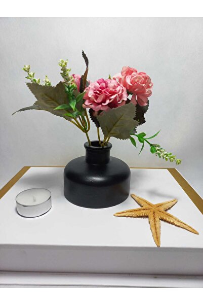 emilysamy مزهرية سوداء بتصميم أنيق وبسيط، توضع على الطاولة أو الطاولة الجانبي...