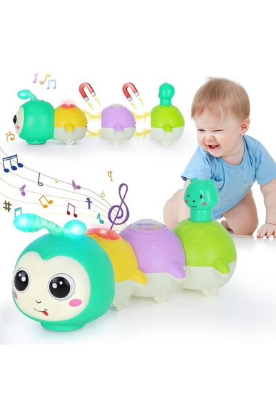 Generic لعبة كاتربيلر زاحفة للأطفال (من 6 إلى 12 شهرًا) - لعبة بلاستيكية تعلي...