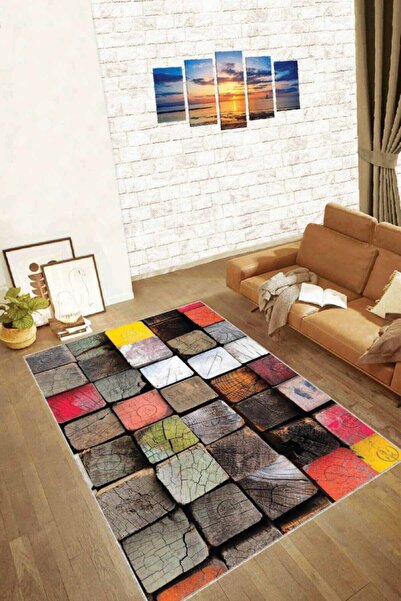 SUARE HALI Kaymaz Tabanlı Yıkanabilir Mutfak Halısı - 3D Üç Boyutlu