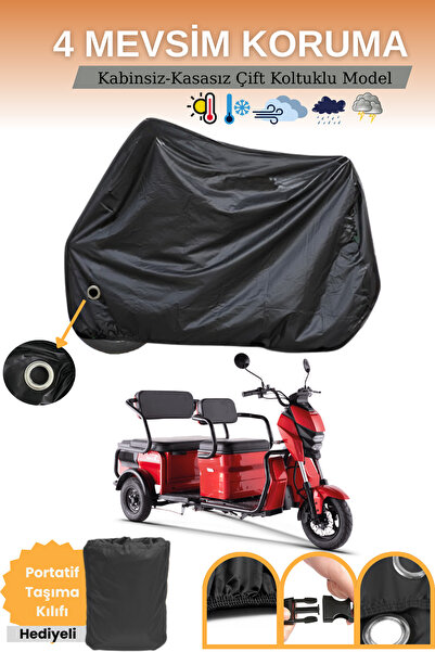 Breen Black Lock Compatible Double Seat 3 Person 3 Wheel Electric Motorcycle ...