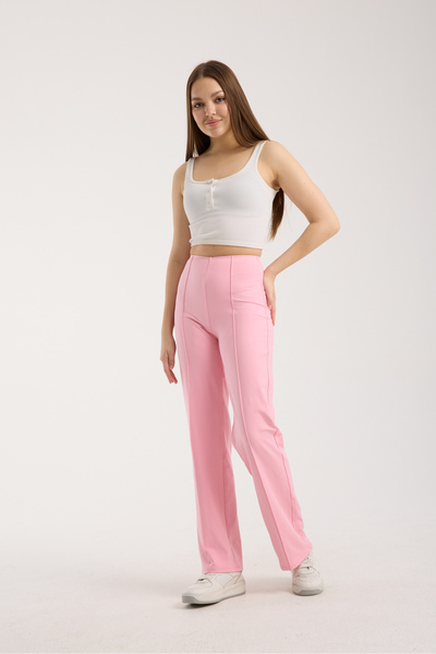 MRS.MODA Women's Seamless Wide Leg Stripe Detailed Trousers