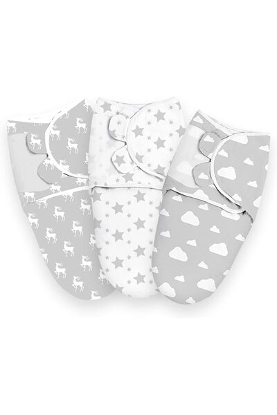 Generic 100% Breathable Cotton Swaddle Wrap with Adjustable Wings for Newborns (73×56 cm)