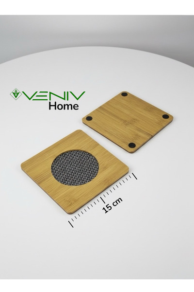 VENİV HOME Bambu Desenli Ahşap Nihale Yanmaz Altlık 15 cm