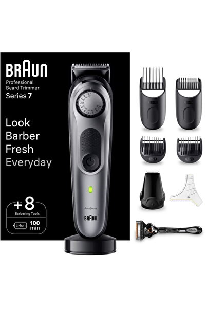 Braun Beard trimmer BT7420, battery, 100 min autonomy, Wet&Dry, black-gray + Shaver