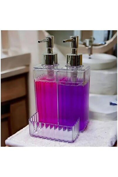 STOREMAX Lvn 2 Bölmeli Şeffaf Akrilik Sabunluk ve Deterjanlık – Sünger Haznel...