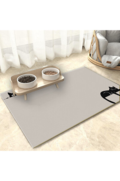 Harikabirev بساط تغذية للقطط والكلاب (بيج) سهل التنظيف وقابل للغسل