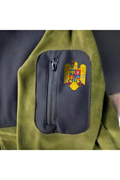 Crea Eymer Wear Ukraine Emblem Design - Military - Full Zipper Softshell Fleece - Softshell Fleece Jacket Khaki