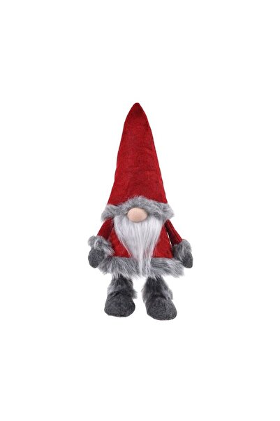 Tessari Decorative Christmas Gnome Figurine with Moving Body, Burgundy Hat, Fur, 30 cm