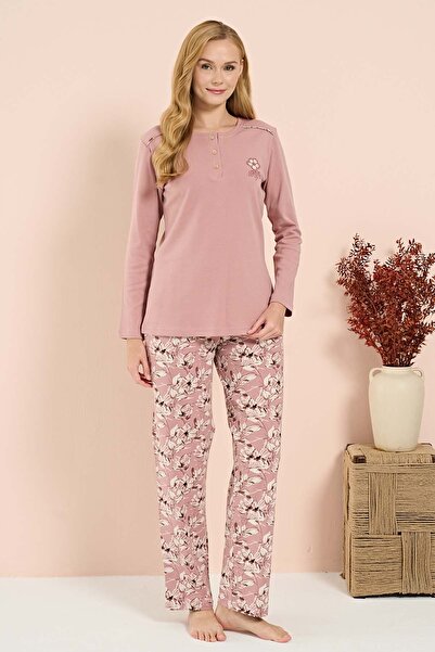 REMSA Women's Combed Cotton Long Sleeve Pajama Set 3209 Dusty Rose