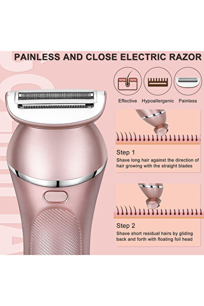 Hatteker Multifunctional 3 in 1 Electric Shaver for Women Lady Epilator Body Hair Removal Dry & Wet