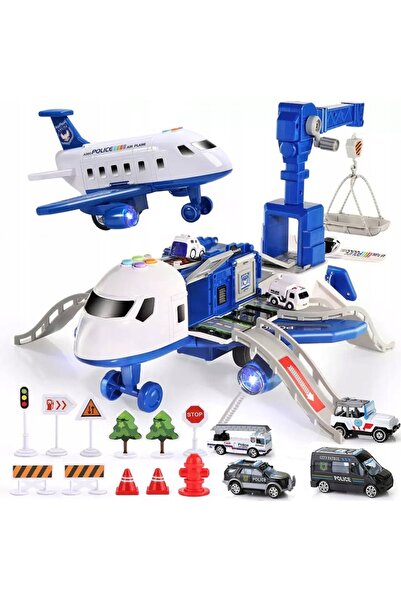 Matadi Set avion interactiv Brigada de politie cu sunete si lumini,macara mob...