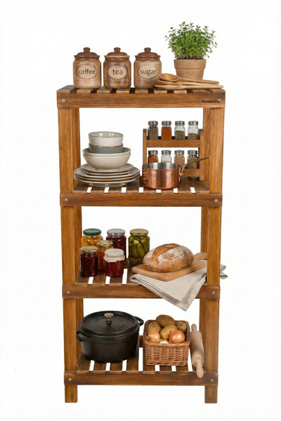 Sedefira Mutfak Rafı, Mutfak Düzenleyici, Ahşap Raf,Ayakkabılık Saksı Rafı, B...