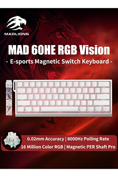Madlions Mad60HE RGB Mechanical Keyboard Hot Swap Customized 8KHZ FPS Gaming Keyboard
