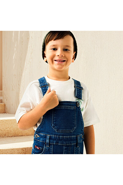 Lee Cooper Solid Denim Dungaree with Pockets and Adjustable Straps