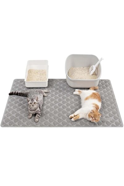CONLUN Cat Litter Mat 119 x 89 cm PVC Durable Anti-Scatter Non-Slip Grey