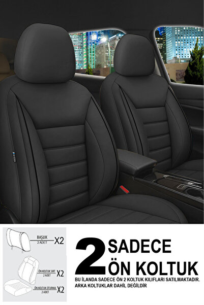 GM-DESIGN Jet Leather Front 2 Seats Auto Seat Cover (Doblo Van-Panelvan 1+1-Fiorino-Combo)