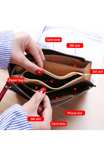 CRM Women's leather wallet, blue, CRM, with zipper, card and coin compartments, 21 x 11.5 cm