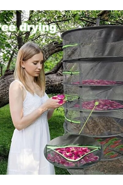 STOREMAX 4 Katlı Fermuarlı Meyve Sebze Kurutma Filesi | Katlanabilir Doğal Kurutma Sepeti SİYAH 1169806