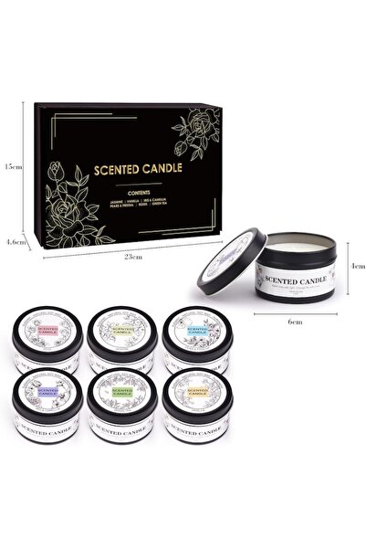 KIYTARBOO Set of 6 Scented Soy Wax Candles 6 x 70g, Aromatherapy, Modern Design