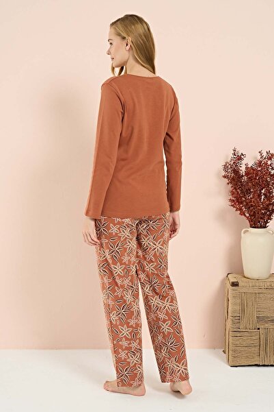 REMSA Women's Combed Cotton Long Sleeve Pajama Set 3216 Tile