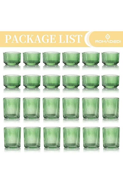 Romadedi set of 24 green glass tea light candle holders