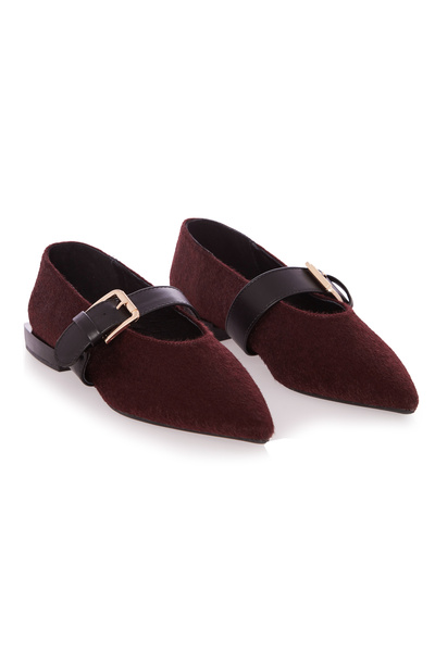 MANGATA Top3 Ballerinas Natural Leather Fur Burgundy
