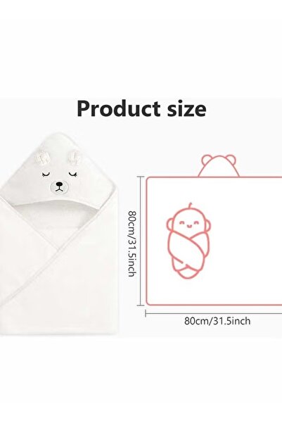 Generic Baby Hooded Towel 80×80 cm Large Size Baby Bath Towel Soft Absorbent and Non-Balling