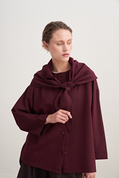 EBU Prive Women's Gabardine Jacket Shirt Plum