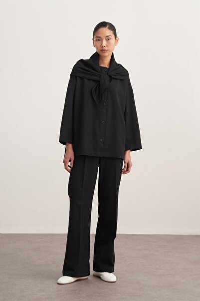 EBU Prive Women's Gabardine Jacket Shirt Black