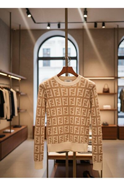 YusGos Women's Crew Neck Letter Pattern High Quality Knitwear Sweater