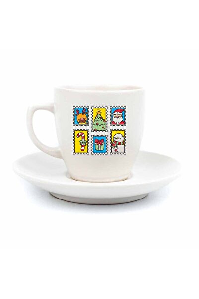 PALTO TASARIM كوب قهوة تركي كريمي بتصميم بطاقة بريدية لرأس السنة - كوب قهوة ب...