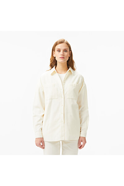 Lacoste Kadın Relaxed Fit Krem Gömlek