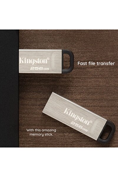 Kingston USB Stick 256GB – USB 3.2, High Speed, Metal Case Without Cap, DT Kyson, Black