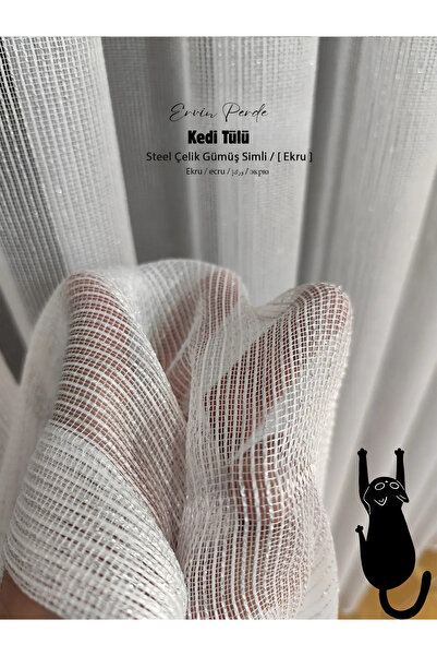 ervin Rarely Pile-Free, Cat-Friendly, Self-Repairing Silver Glitter Tulle Curtain – Self-Repairing Cat Tulle