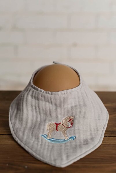 Olivo Mini Newborn Baby Embroidered Scarf/Bib 4 Layers of Muslin