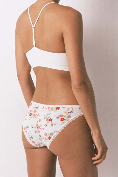 Women'secret Classic white floral print panty