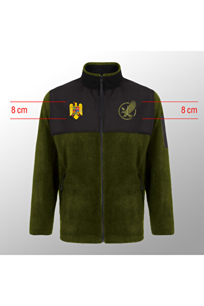 Crea Eymer Wear Ukraine Emblem Design - Military - Full Zipper Softshell Fleece - Softshell Fleece Jacket Khaki