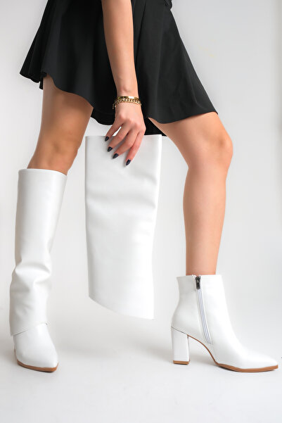 Shoesers Жіночі черевики-боти з особливим дизайном, що знімаються, на товстому каблуці, з гострим носком, на блискавці