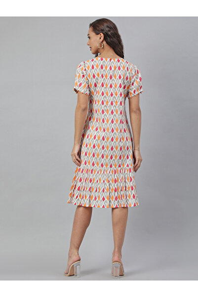 IndHeritage Premium pure cotton with red, orange & grey tiny ethnic prints - Indo Western wear