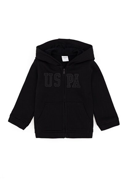U.S. Polo Assn. Baby Girl Black Zippered Basic Sweatshirt 50296426-Vr046