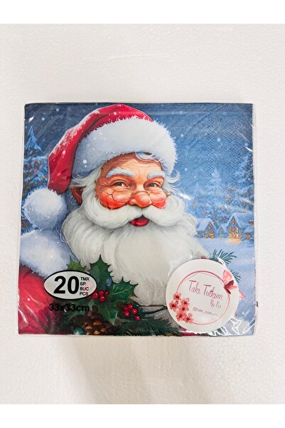takı tutkum New Year's Eve Cute Christmas Bearded Father Motif Patterned Napkins 20-Piece