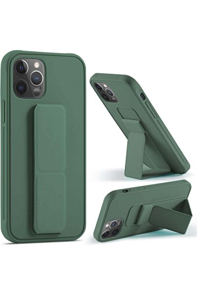 Generic Dark Green Back Protective Cover with Finger Holder Stand Compatible ...