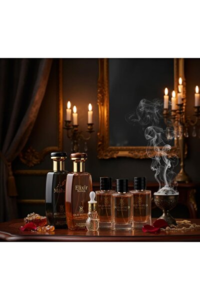 OUD WORLD Perfume Gift Set – 6-Piece Bundle (Mahir, Elixir, Hudson, Marj, Kamrah, silk musk 12ml attar)