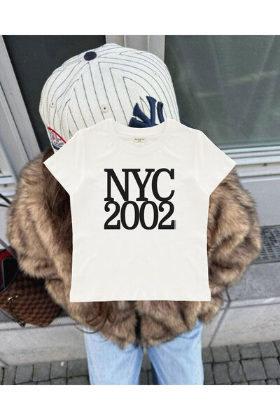 lethestudios NYC Baskılı, New York City Tasarımlı Baby Tee Crop Top